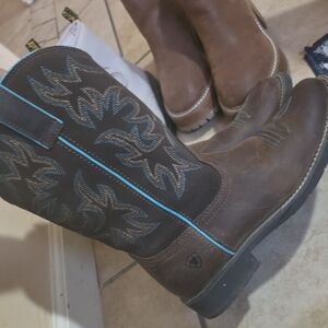 Ariat Brown Boots with Blue Accents